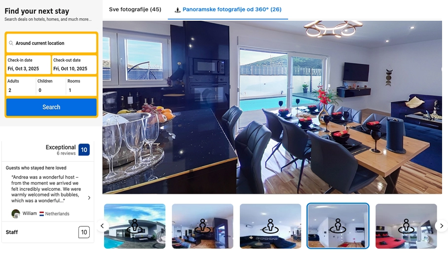 360 fotografije booking